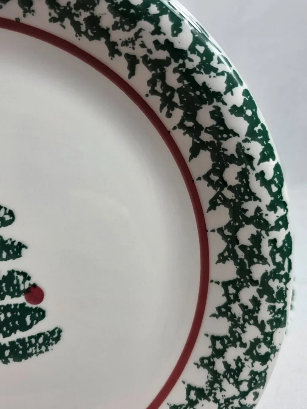 ONE Furio Christmas Tree Dinner Plate Green Sponge Tree & Edge Made in Italy